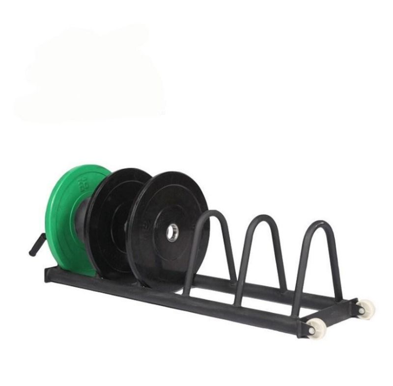 , Multilevel Horizontal Storage with Two Slots, Handle and Wheels High Capacity 800lbs Horizontal Barbell Bumper Plate Rack
