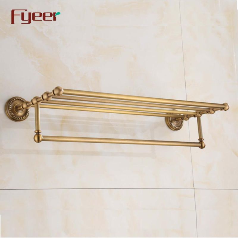 Fyeer Bathroom Accessory Antique Brass Towel Rack