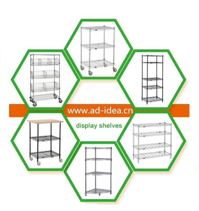 Adjustable Display Rack with 4 Fixed Metal Shelves