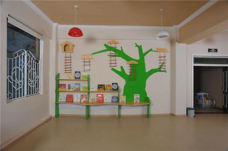 Movable Cartoon Design Kids Bookcase Bookshelf, Kindergarten and Preschool Reading Area Decoration, Children Wooden Display Bookshelf, School Library Book Rack