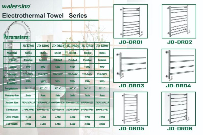 SAA Stainless Steel Brushed Polished Wall Mounted Towel Heater Electric Towel Rack