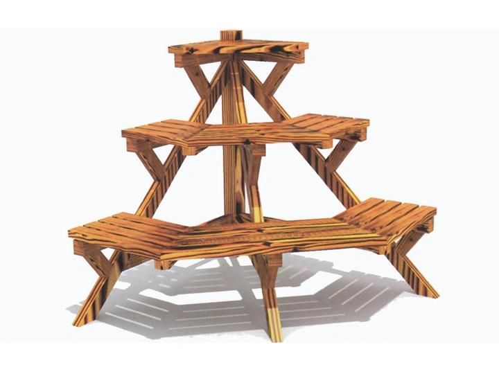 Backyard Carbonized Wood Plant Stand Flower Rack