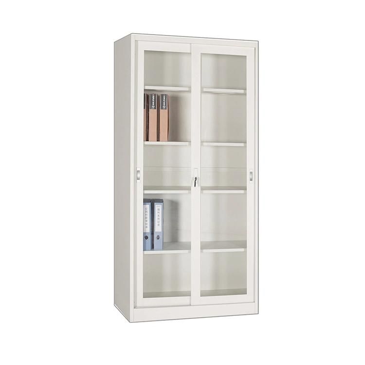 Office Bookcase with 2 Glass Sliding Doors Steel Office Furniture