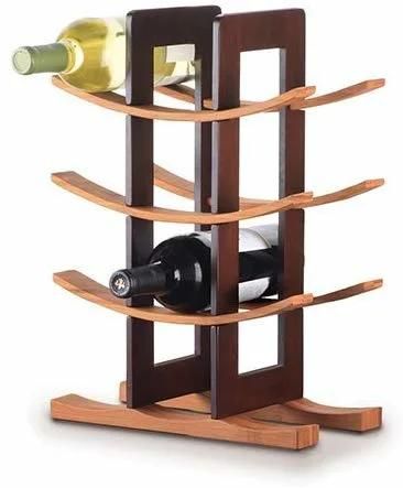 Home Collection Wine Rack with Espresso Finish, Natural Bamboo