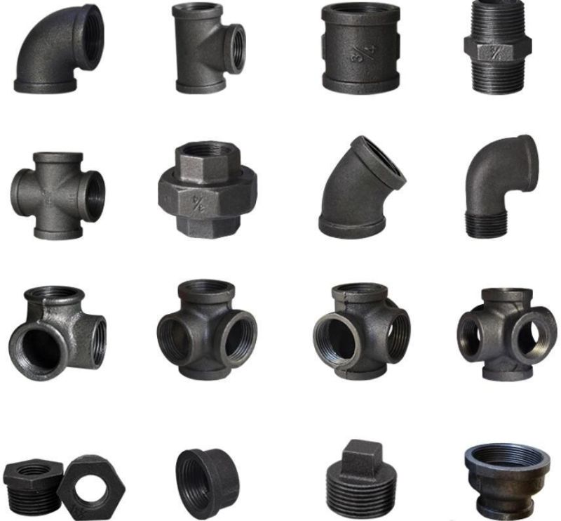 Bsp Standard Industrial Flange Black Malleable Pipe Fittings Carbon Steel Thread Short/Long Pipe Nipples Iron Bracket