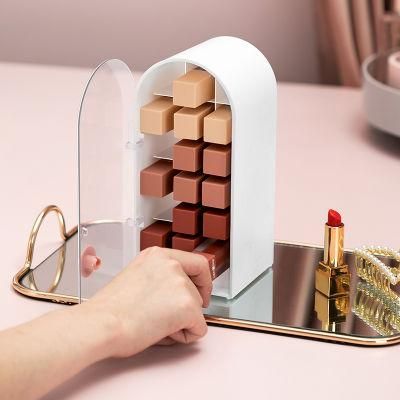 Lipstick Storage Box Small Dust-Proof Belt Cover Rack Multi-Grid Desktop Dresser Lip Gloss Lip Glaze Box Storage Rack Wbb15948