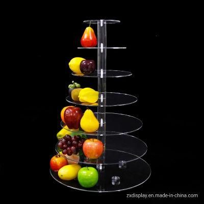 6 Tiers Round Acrylic Fruits Display Rack Cupcakes Display Stand for Party