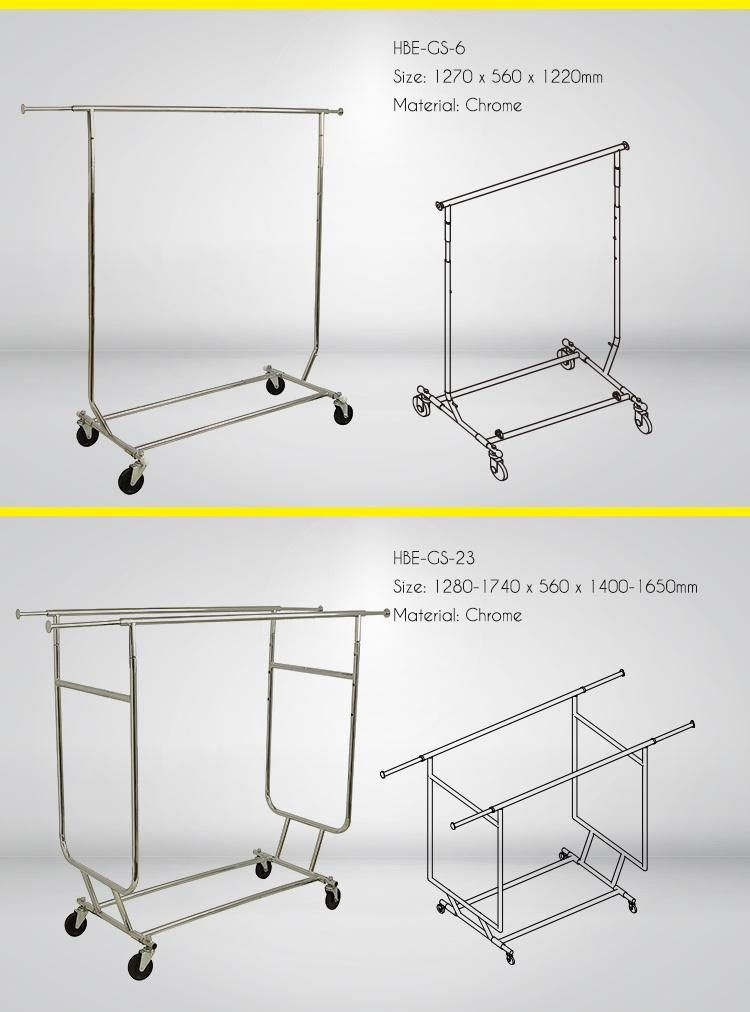 Double Sided Adjustable Collapsible Adjustable Chromed Garment Rack