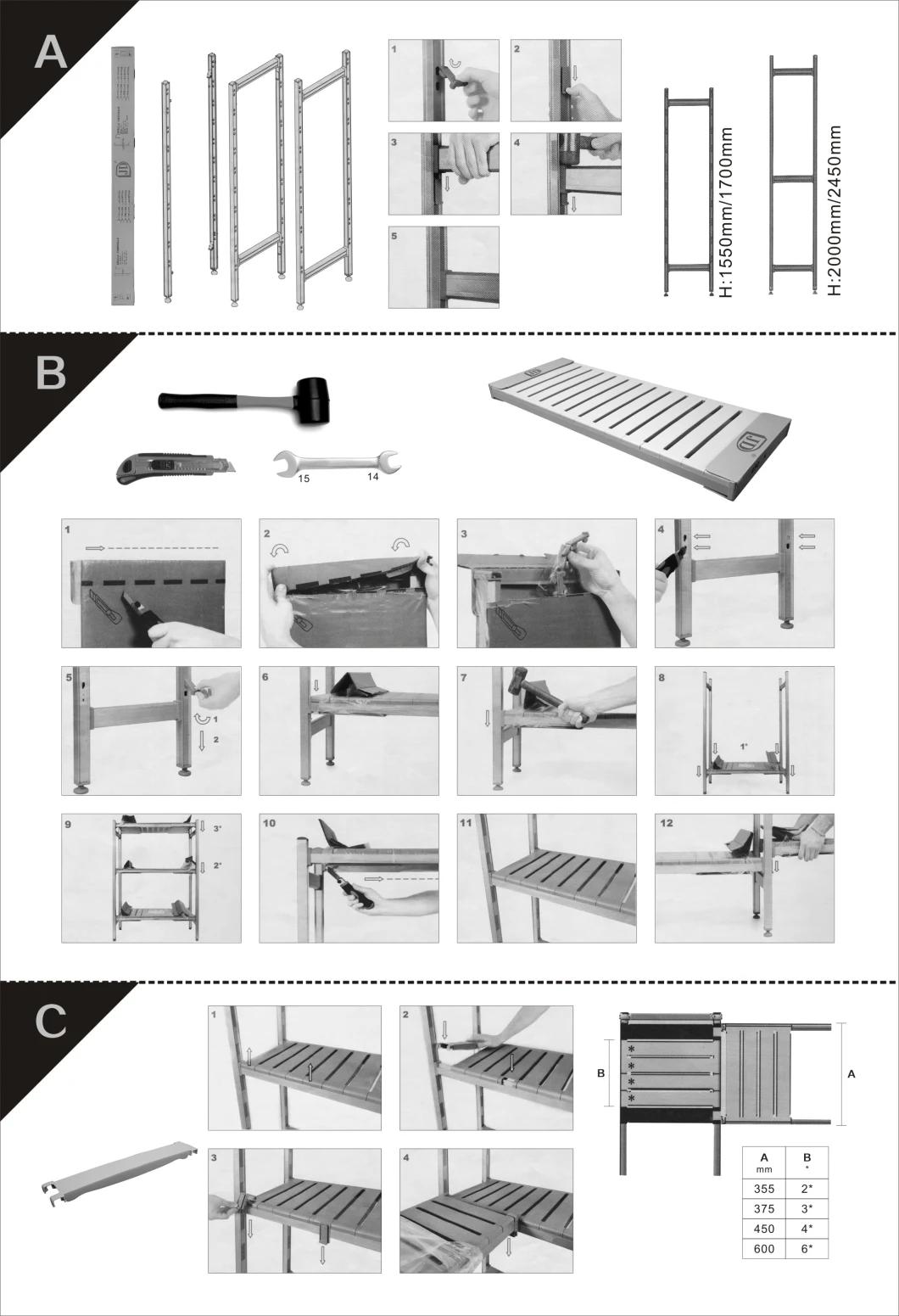 High Capacity Vented Plastic Supermarket Shelves Multi-Functional Plastic Rack