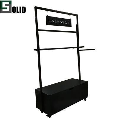 Retail Store Fixture Hanging Clothes Custom Shop Design Metal Gold Clothing Dress Display Rack