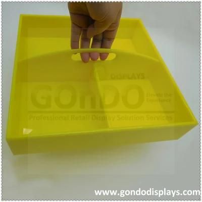 2021 Retail Adjustable Yellow Acrylic Candy Box Divider Bulk Food Display Shelf