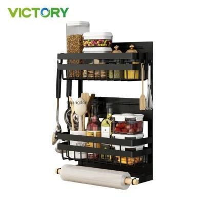 Kitchen Magnet Fridge Side Organizer Storage Shelf Magnetic Spice Rack for Refrigerator