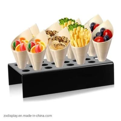24 Holes Ice Cream Cone Holder Food Cone Display Stand for Banquet Birthday Wedding Party