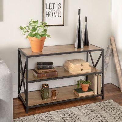 Steel Living Room Furniture Wood and Metal Bookcase