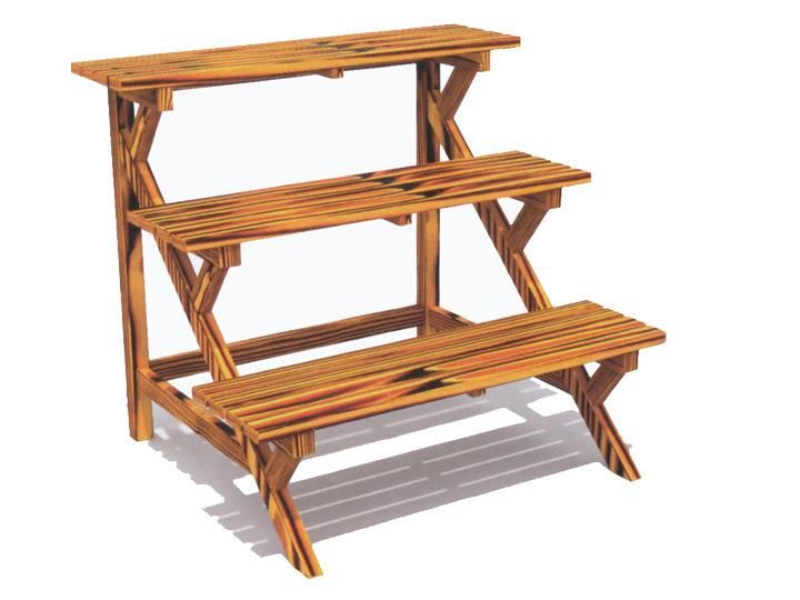 Carbonized Wood Plant Stand Flower Rack in Backyard