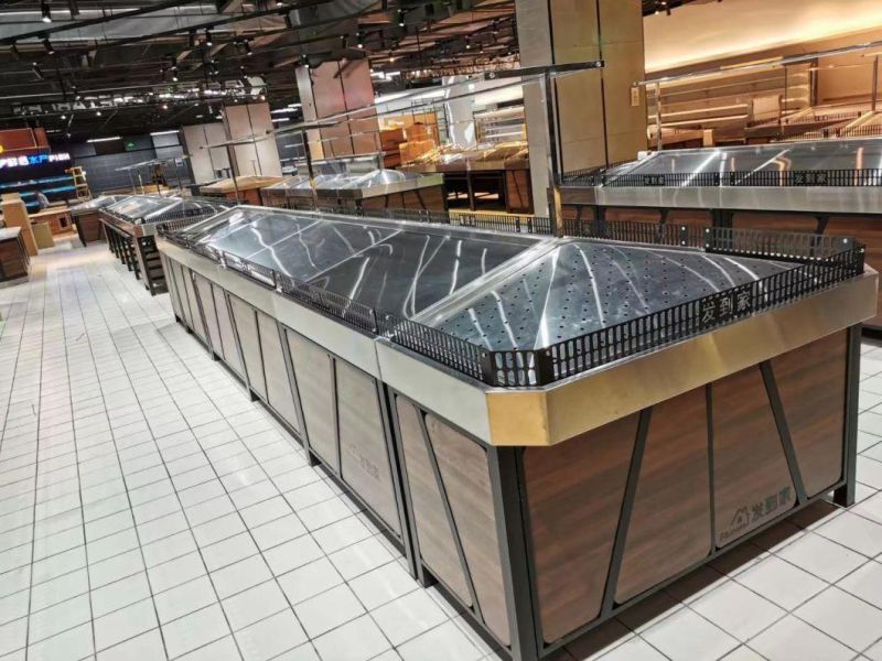 Supermarket Vegetable and Fruit Rack with Spray System