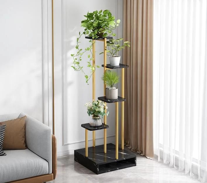 Light Luxury Flower Stand Balcony Shelf Interior Decoration Living Room Simple Flower Pot Shelf Floor-Standing Multi-Layer Green Radish Flower Stand