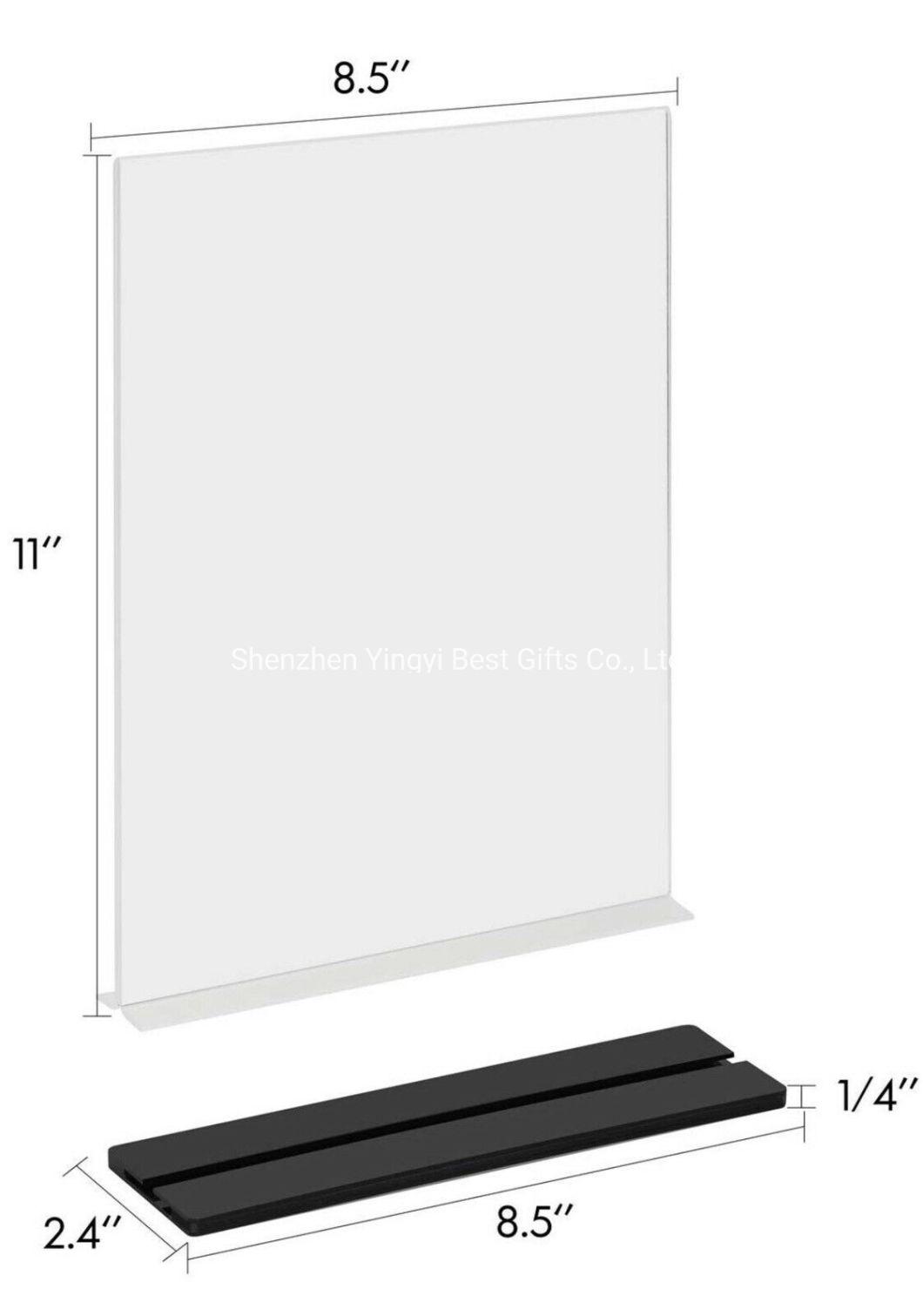 Factory Wholesale 8.5X11 Acrylic Sign Holder with Vertical Stand