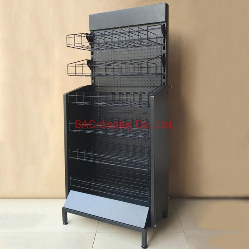 Supermarket Custom Floor Standing Metal Grid Shelf Store Food and Beverage Display Rack