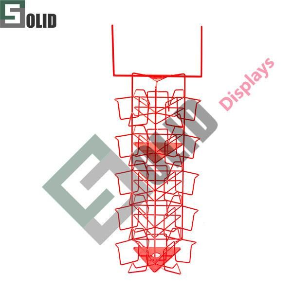 Red Metal Wire Socks Rack with Header Rotable Wire Stand Cap Rack