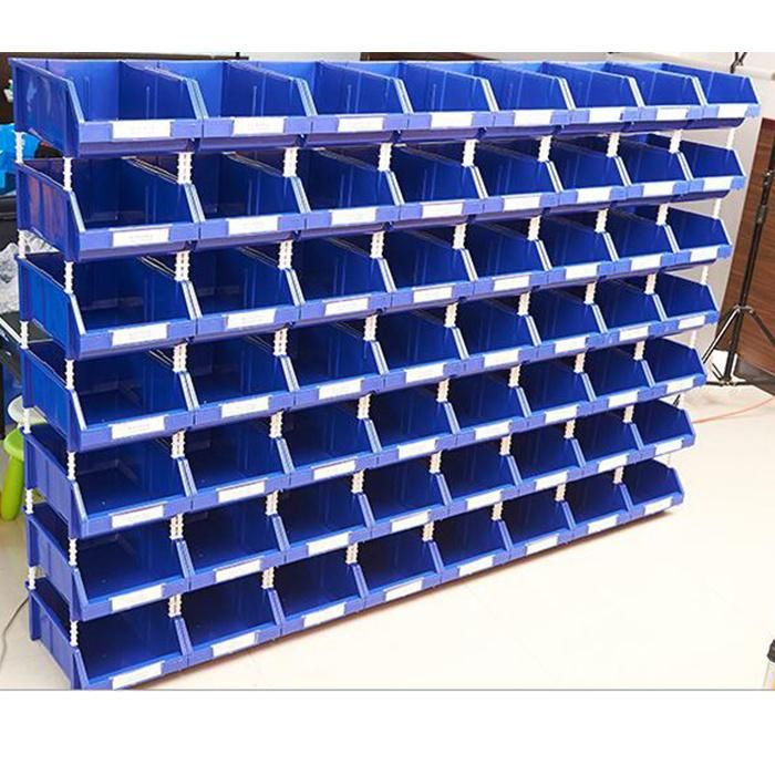 Low MOQ Stackable PP/HDPE Plastic Storage Bins with Factory Price for Hang Shelf Spare Parts Store