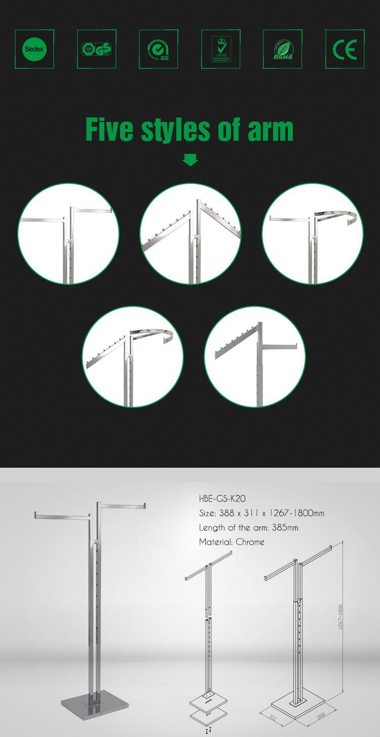 Two Ways Chrome Clothes Display Garment Racks