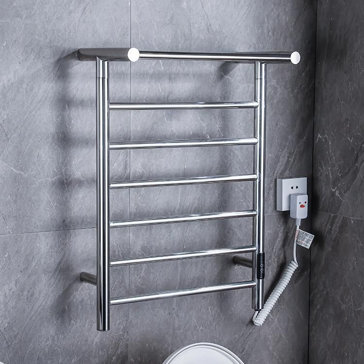 Kaiiy 304 Stainless Steel Electric Towel Rack Intelligent Temperature Control Wall Mount Warmer Heated Towel Rack with Shelf
