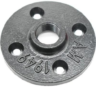 1/2&quot; Bsp Black Malleable Iron Floor Flange Decorative Iron Pipe Fittings Malleable Iron Floor Flange