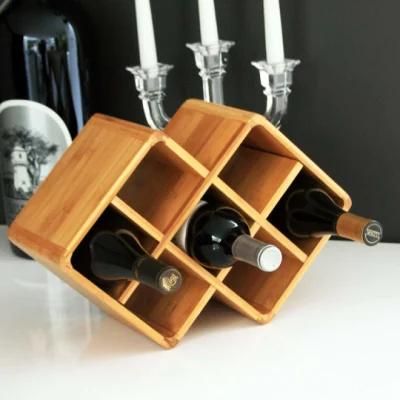 7 Bottles Wine Rack, Nature Bamboo Wine Display Rack, Tabletop Wine Rack, Countertop Free Standing Wine Storage Shelf