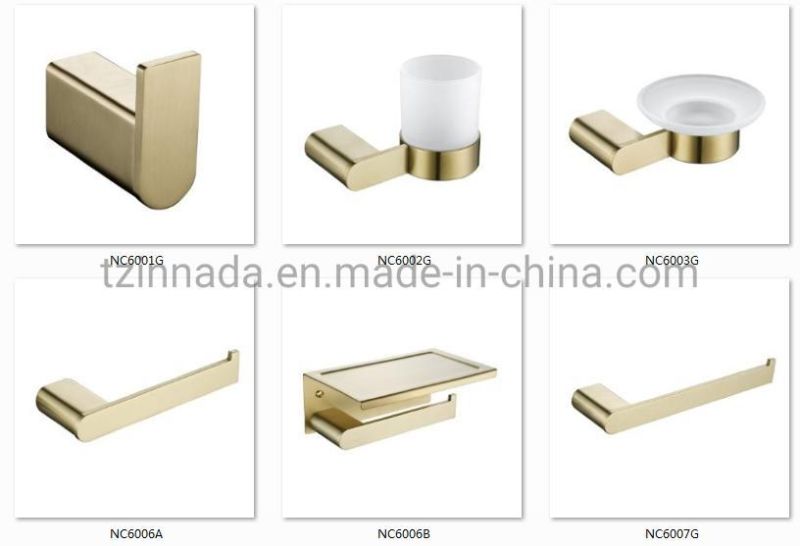 Brushed Gold Wall-Mounted Single Bathroom Rack (NC6012G)