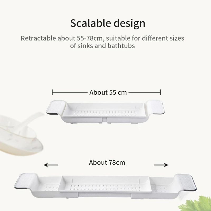 Custom Expendable Bathtub Shelf Plastic Bath Tray Bamboo Bathtub Tray Rack Shower Bathtub Shelf