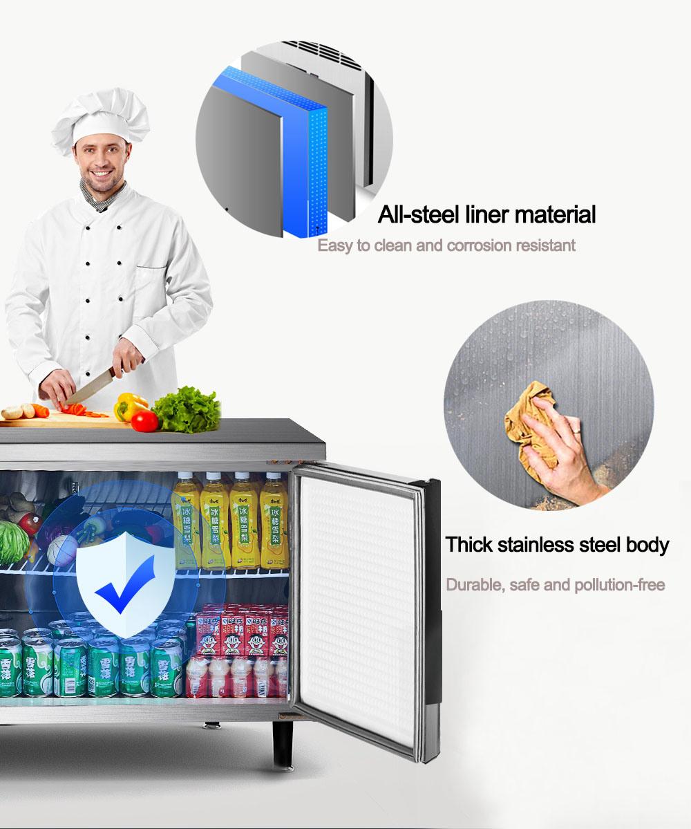 Customized Stainless Steel Work Table Refrigerator with Shelves