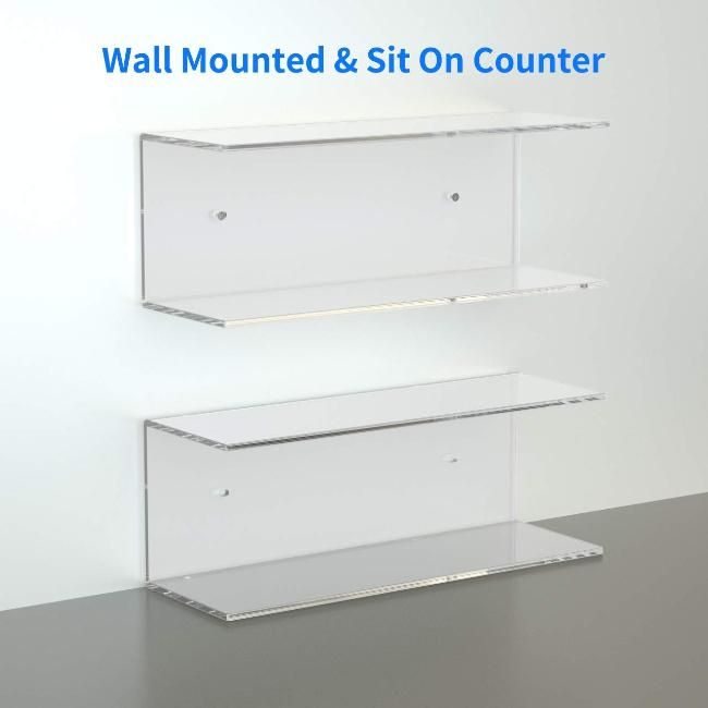 2 Tiers Acrylic Wall Shelf for Displaying Makeup and Books