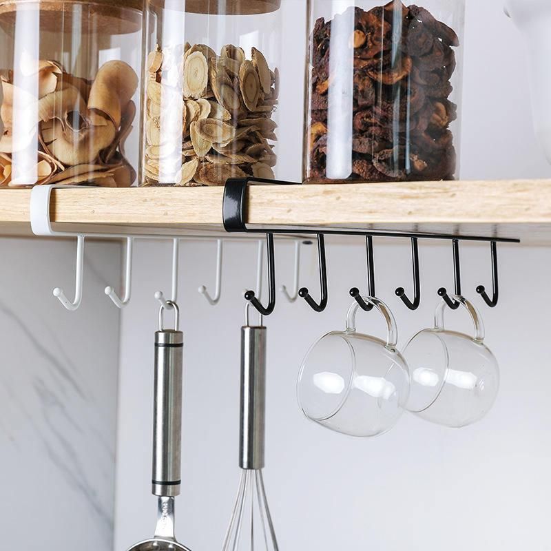 Iron Cupboard Hook Kitchen Cabinet Door Shelf Glass Mug Cup Storage Hanging Rack