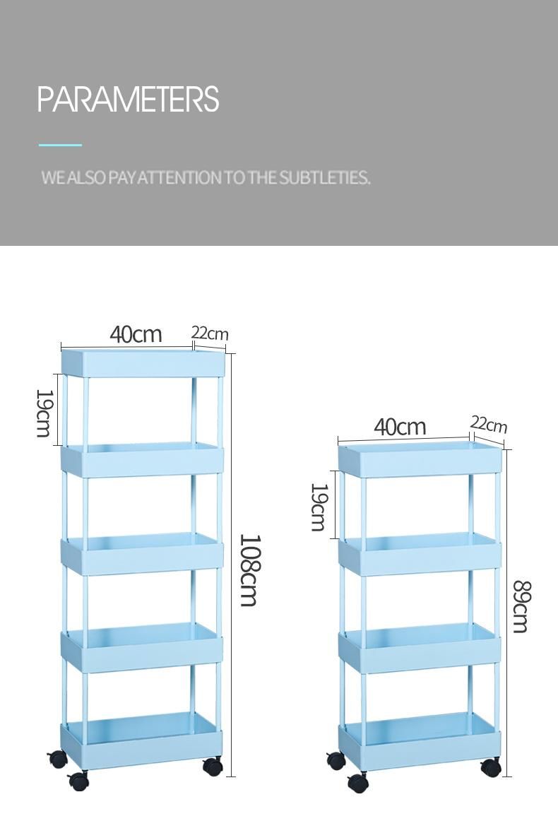 High Quality ABS 3 Layers Storage Holders & Racks with Wheels Storage Rack Household Kitchen Storage Shelving