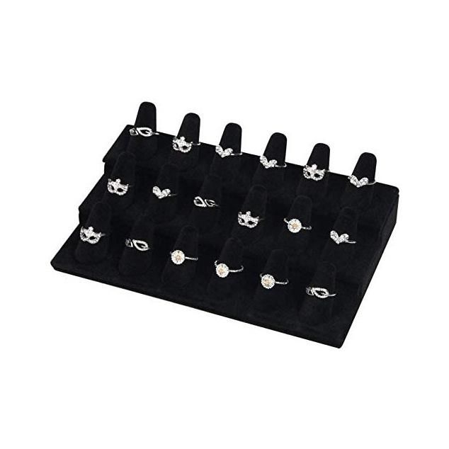 67703 Creative Black Velvet 18 Finger Ring Display Rack