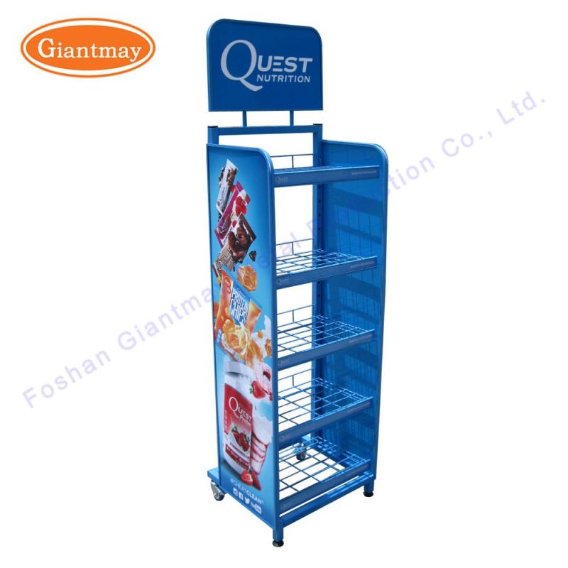 Metal Floor Standing Wire Supermarket Shelving Potato Chips Display Rack