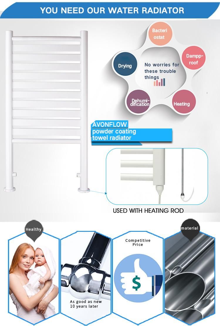 Avonflow White Hydronic Towel Rail Free Standing Bath Towel Rack Xk )CE/NF/GS/ETL/UL