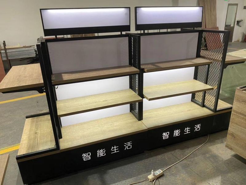 Supermarket Shelves Steel Wood Shelves Retail Display Gondola Shelving/Rack for Shop