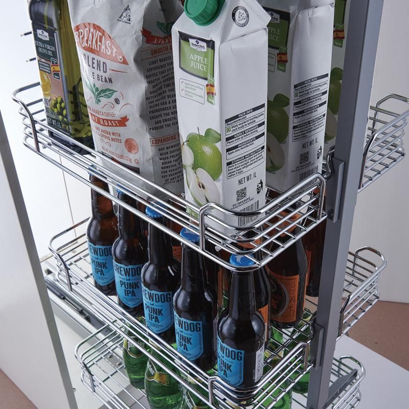 6 Tier Larder Pantry Unit Soft Close Pull out Basket Adjustable Height Storage Rack Kitchen Cabinet