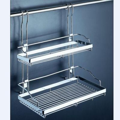Hot Sale Iron Chromed Adjustable Double Rack for Kitchen Storage (WJ216C)