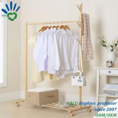 Folding Hanging Clothes Display Dryer Rack with Coat Hanger and Shoe Storage Shelf
