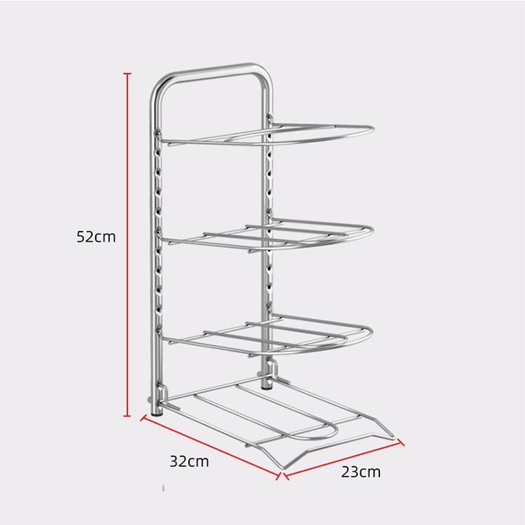 304 Stainless Steel Wok Rack with Multi-Layer Adjustable Wok Storage Rack Wok Placing Rack