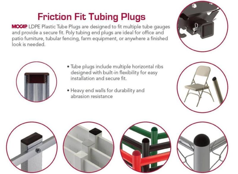 LDPE Domed Square Tube End Plug for Patio Furniture and Shelving