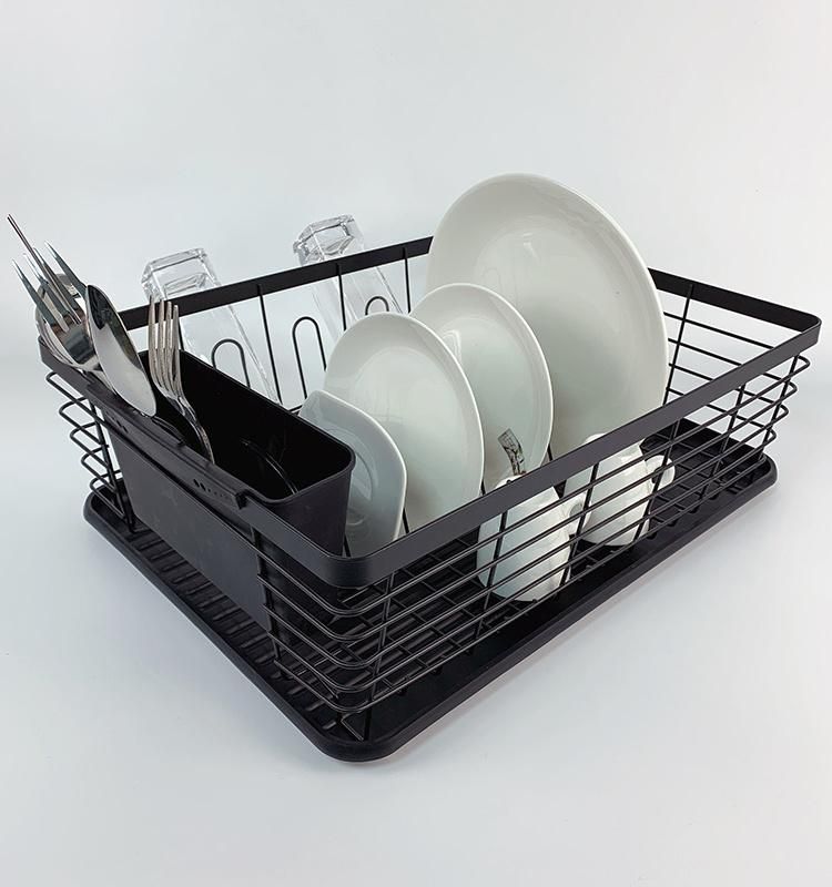 Dish Storage Drain Rack with Utensil Holder and Tray