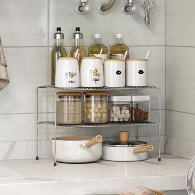 Kitchen Storage Rack Retractable Adjustable Counter Shelf for Home Use
