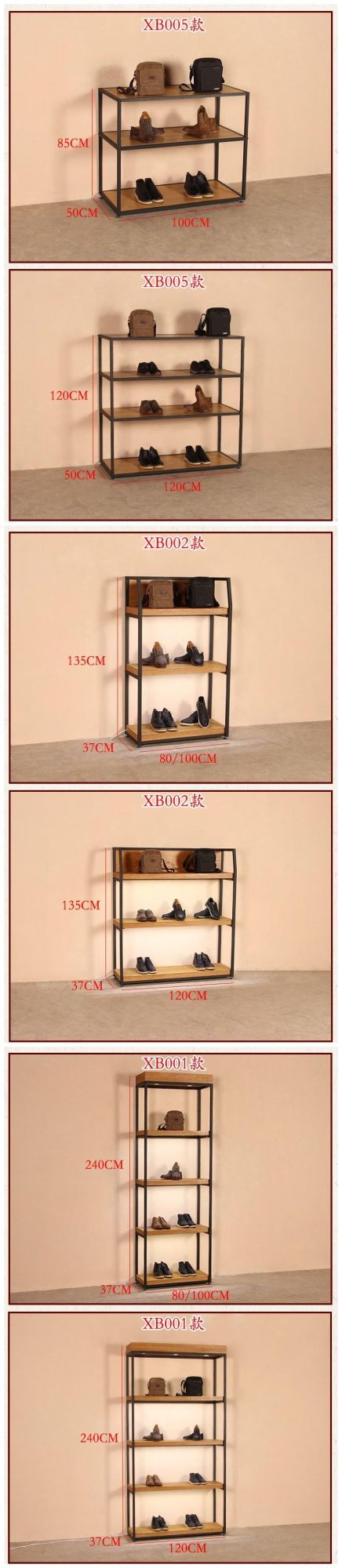 Shop Stand Cheap Clothes Display Metal and Wood Rack for Sale