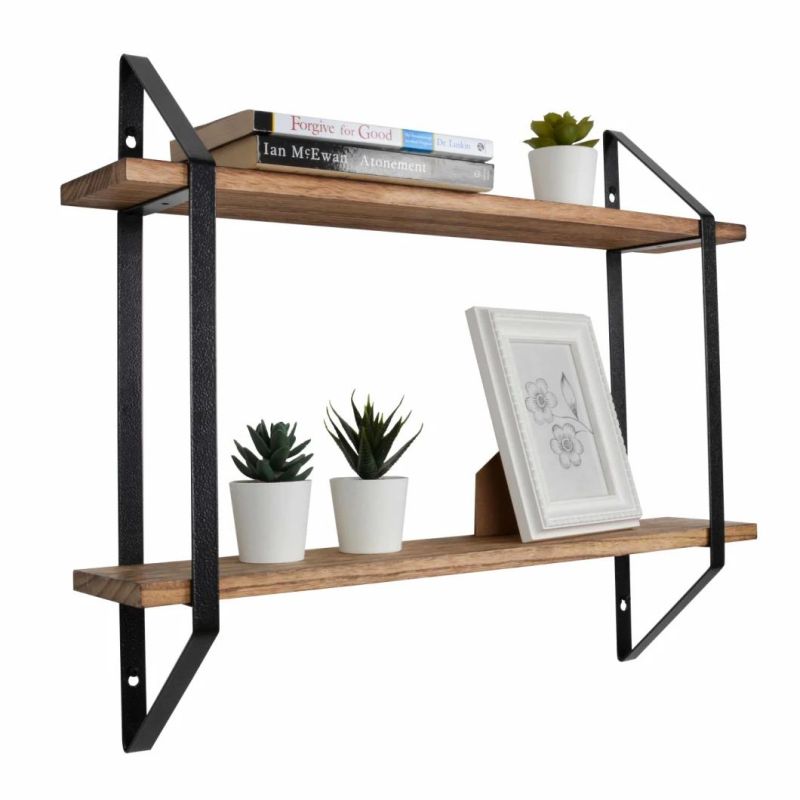 2 Layer Wall Mounted Metal Shelf Bracket with Strong Support