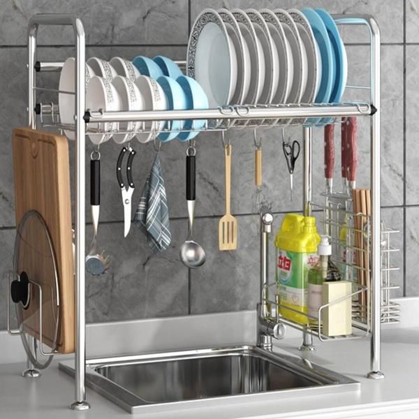 Over Sink Dish Drying Rack Kitchen Storage Organizer Stainless Steel Shelf