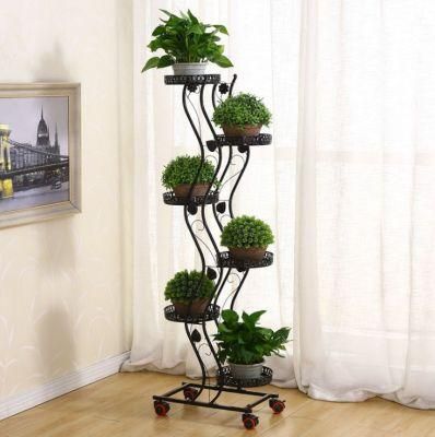 Living Room Flower Stand High-End Atmosphere Modern Minimalist Interior with Wheels